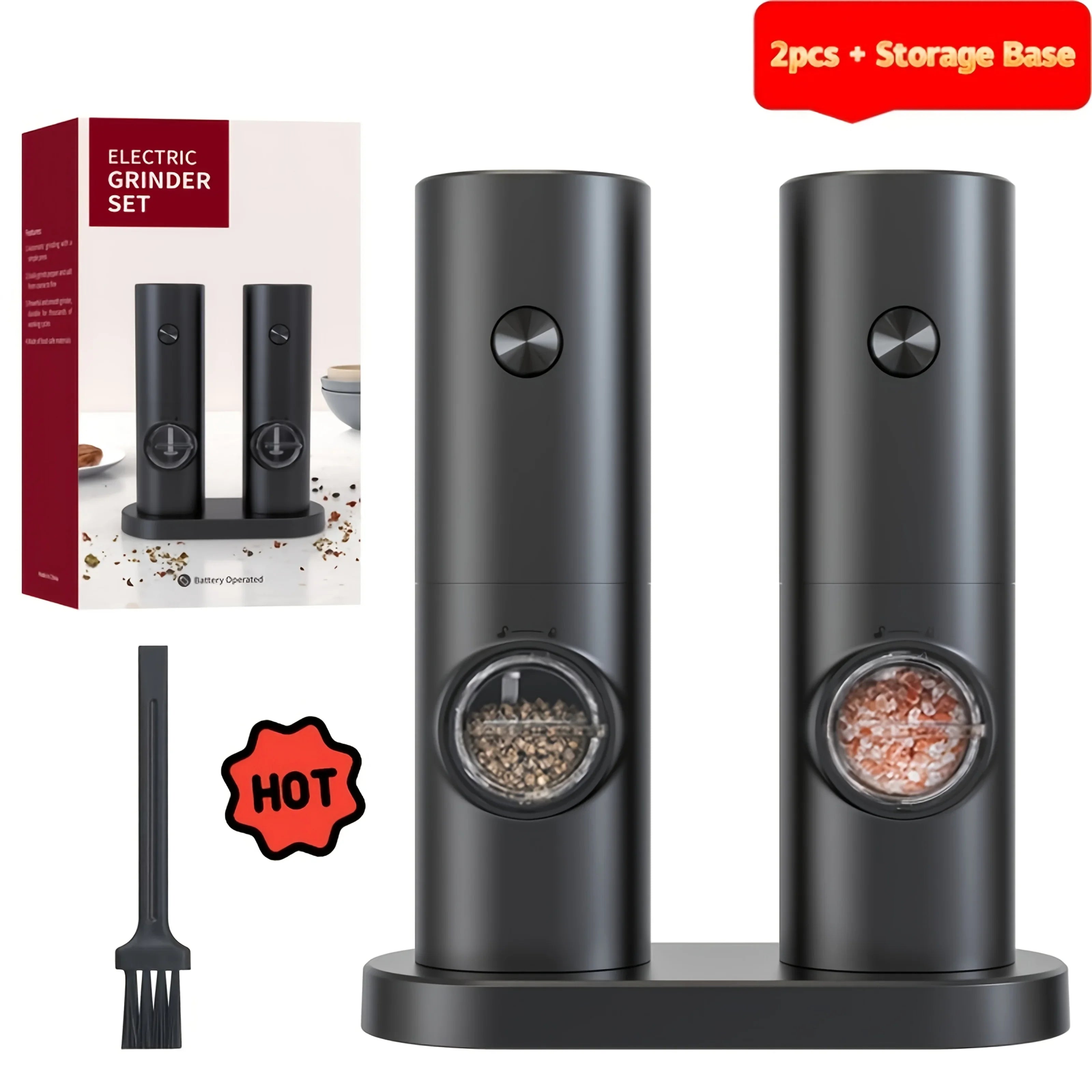 This heart won't rust—and it’ll save you a fortune on pre-ground pepper." 1pcs/2pcs Electric battery Automatic Salt And Pepper Grinder Set Rechargeable Gravity Spice Mill Adjustable Kitchen Tools