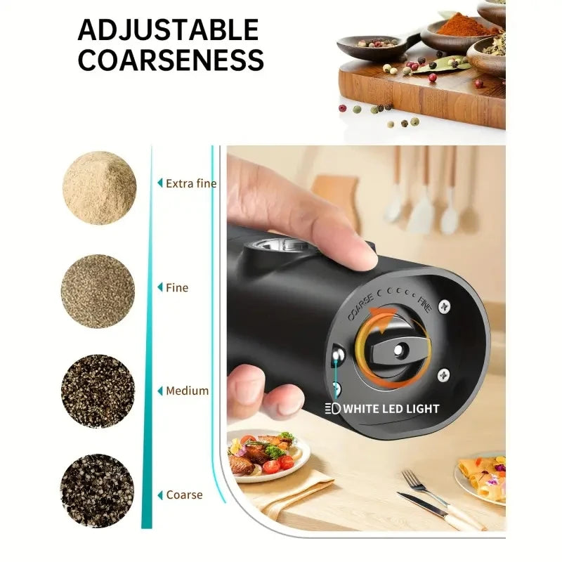 This heart won't rust—and it’ll save you a fortune on pre-ground pepper." 1pcs/2pcs Electric battery Automatic Salt And Pepper Grinder Set Rechargeable Gravity Spice Mill Adjustable Kitchen Tools
