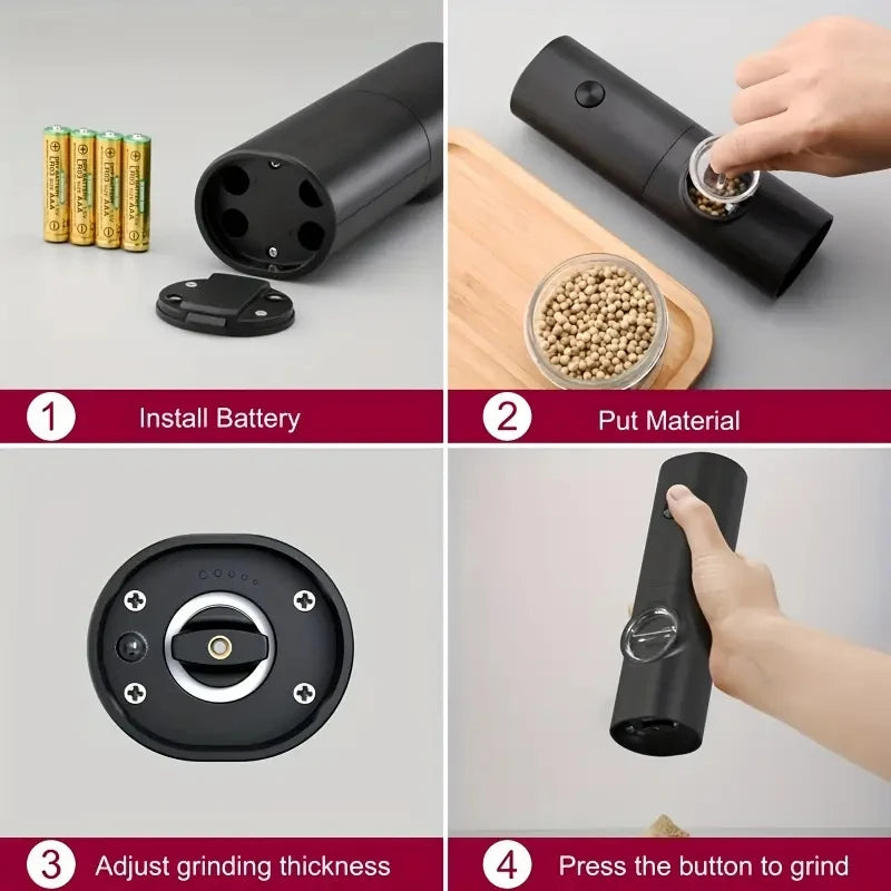 This heart won't rust—and it’ll save you a fortune on pre-ground pepper." 1pcs/2pcs Electric battery Automatic Salt And Pepper Grinder Set Rechargeable Gravity Spice Mill Adjustable Kitchen Tools