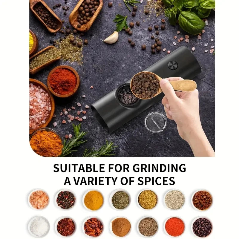 This heart won't rust—and it’ll save you a fortune on pre-ground pepper." 1pcs/2pcs Electric battery Automatic Salt And Pepper Grinder Set Rechargeable Gravity Spice Mill Adjustable Kitchen Tools
