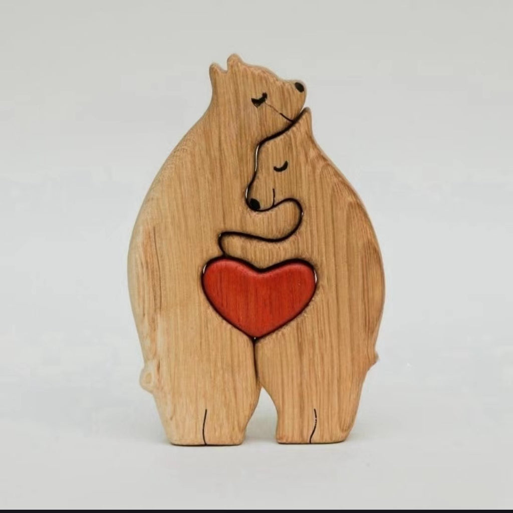 A Mother’s Hug: Interlocking Wooden Bear Art