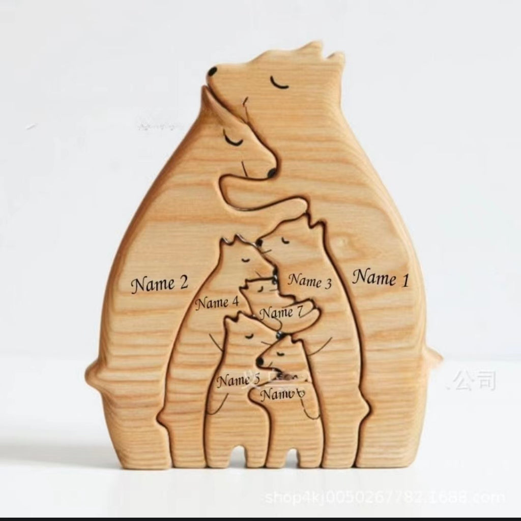 A Mother’s Hug: Interlocking Wooden Bear Art