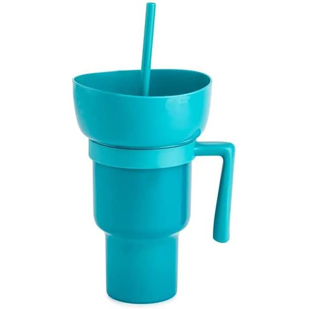 Snack Smarter: The One-Handed 2-in-1 Popcorn Bucket & Drink Cup.