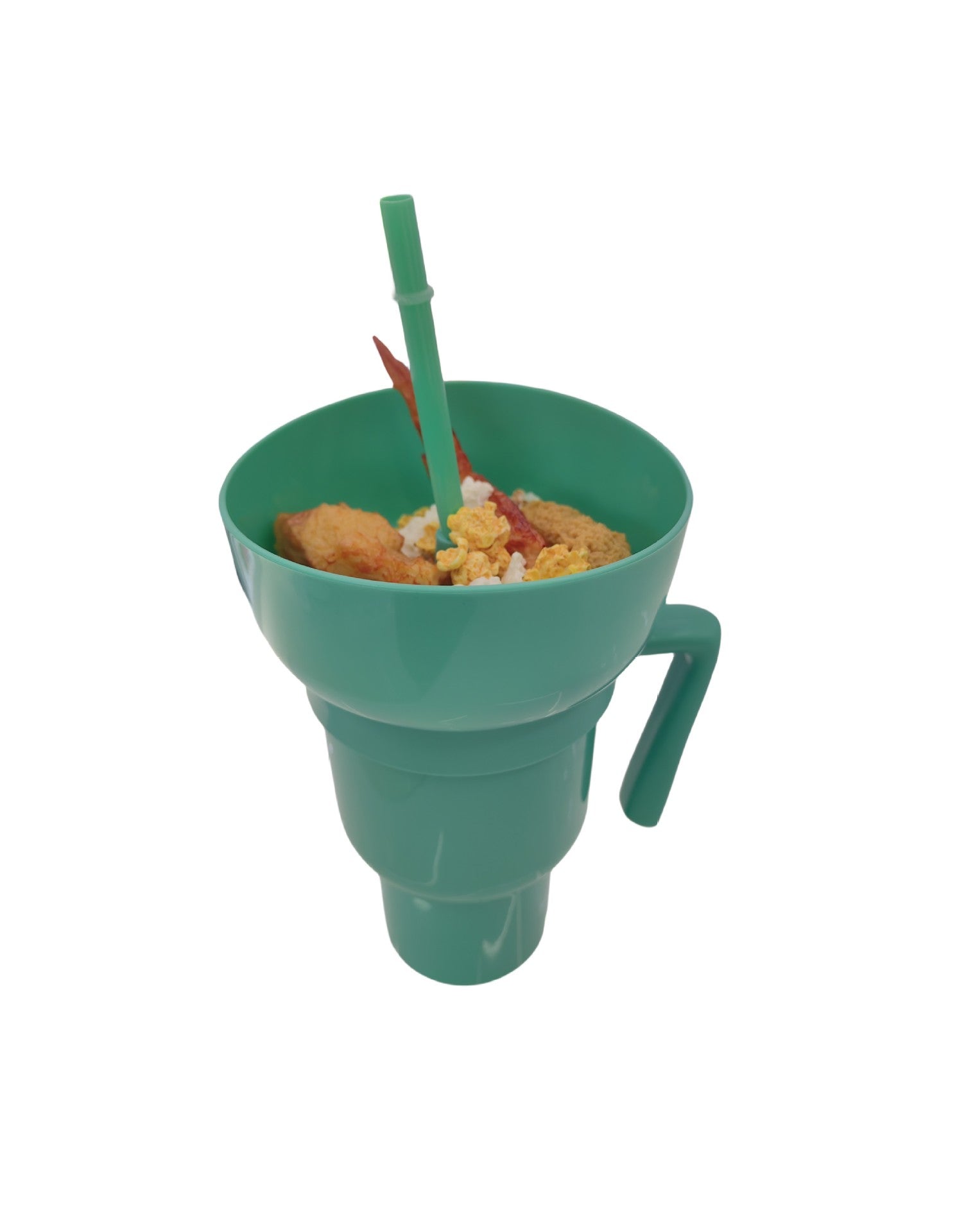 Snack Smarter: The One-Handed 2-in-1 Popcorn Bucket & Drink Cup.
