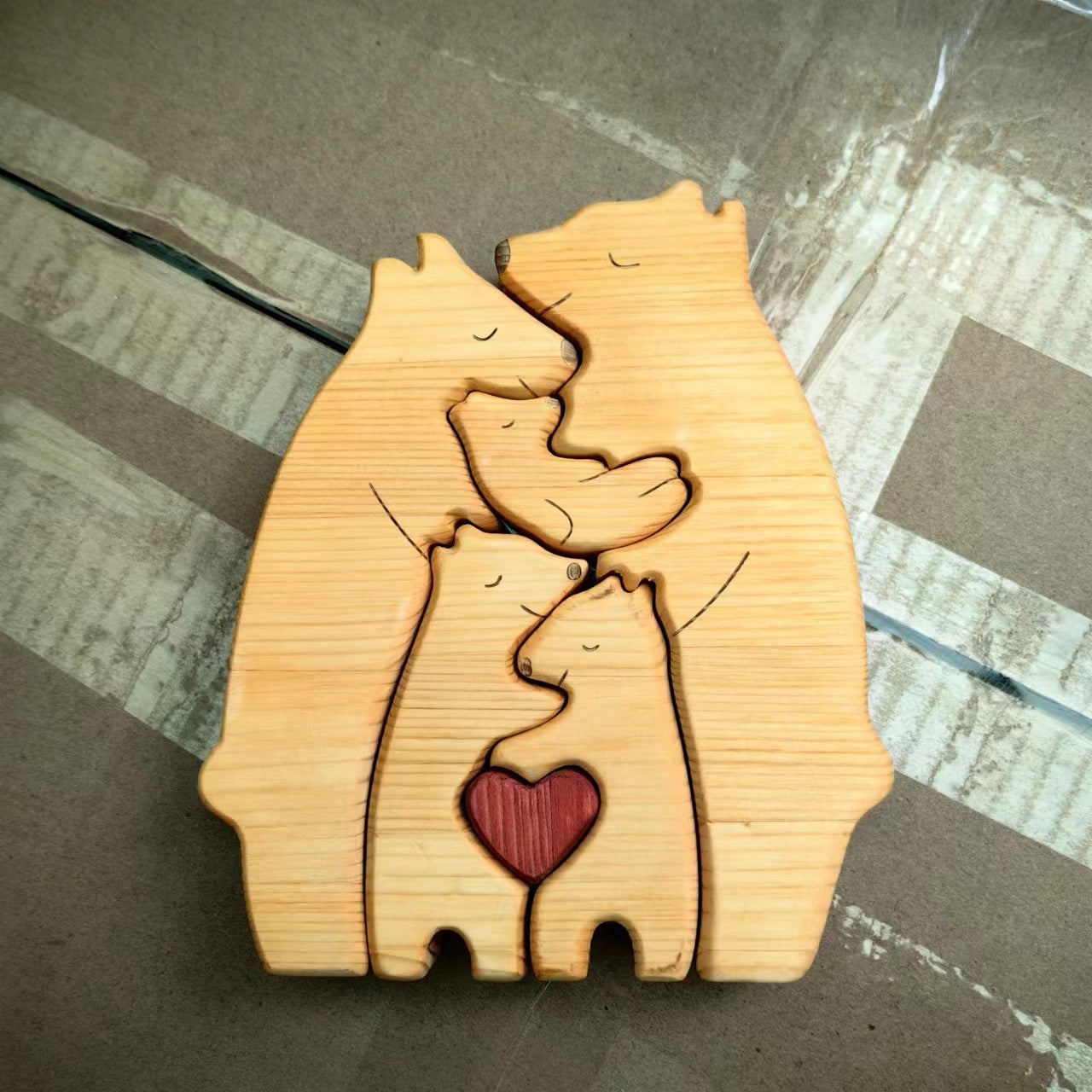 A Mother’s Hug: Interlocking Wooden Bear Art