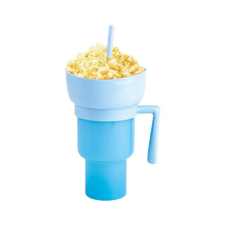 Snack Smarter: The One-Handed 2-in-1 Popcorn Bucket & Drink Cup.