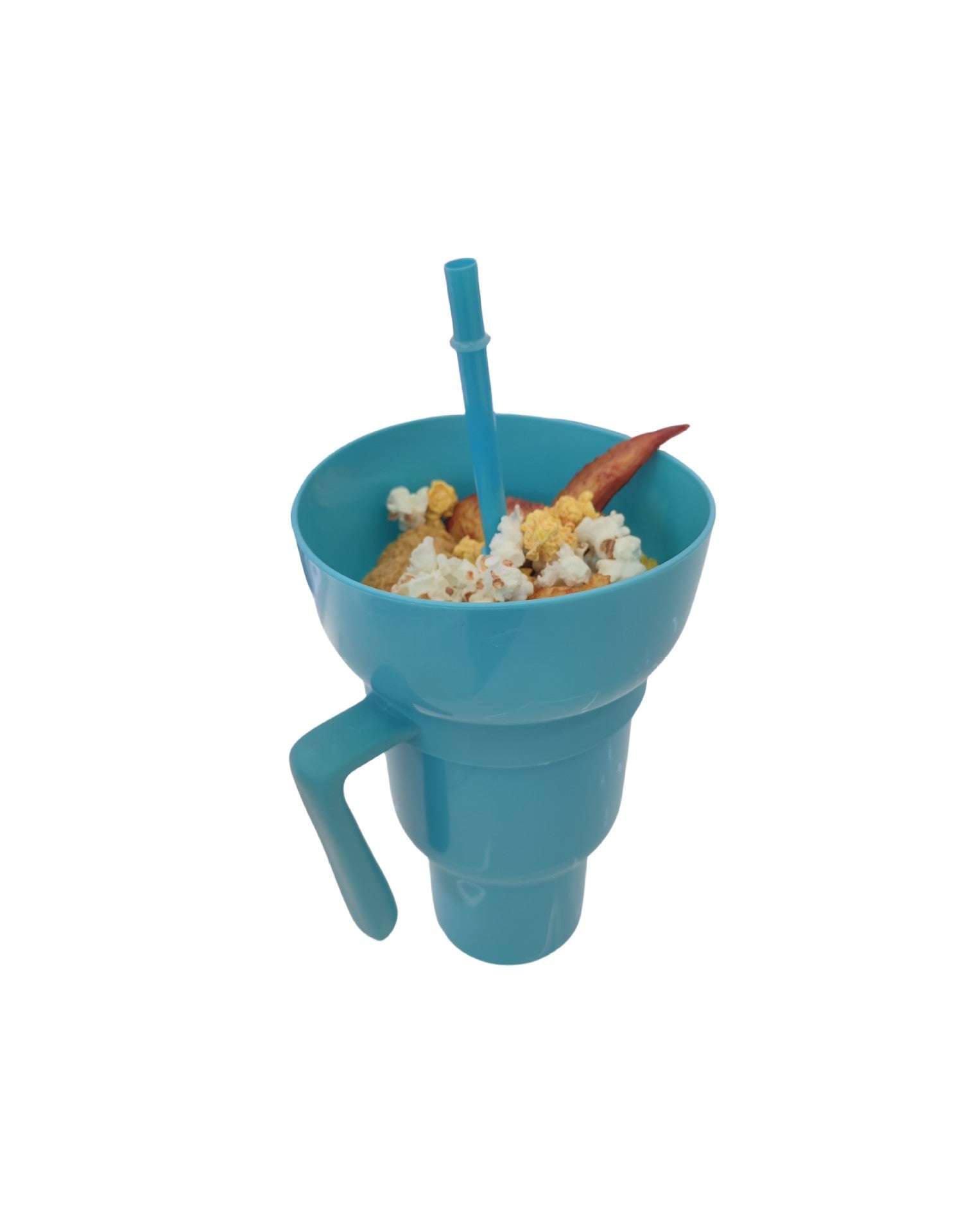 Snack Smarter: The One-Handed 2-in-1 Popcorn Bucket & Drink Cup.