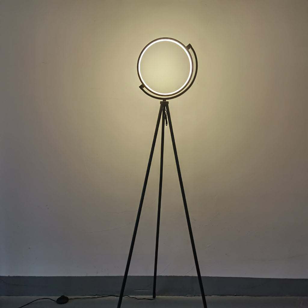 The Midnight Halo | Modern Minimalist Matte Black Floor Lamp