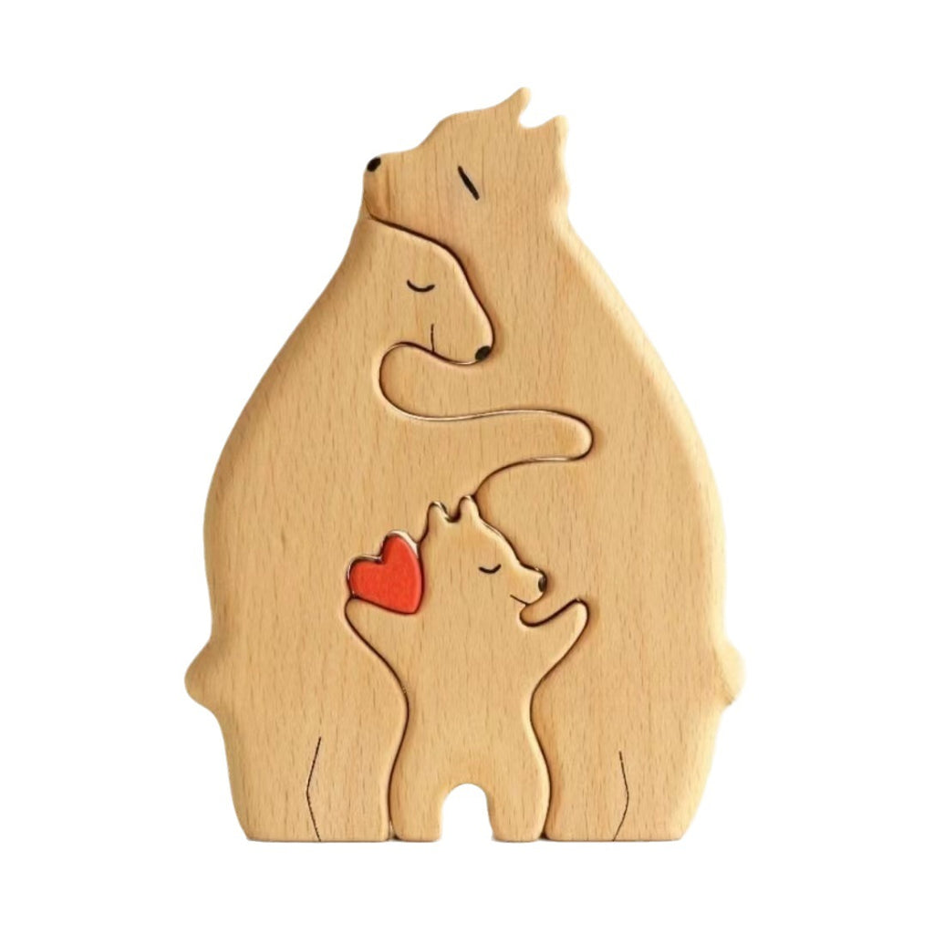 A Mother’s Hug: Interlocking Wooden Bear Art