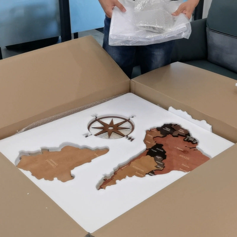 "The World at Your Fingertips: 3D Natural Wood Wall Art for Dreamers & Explorers."