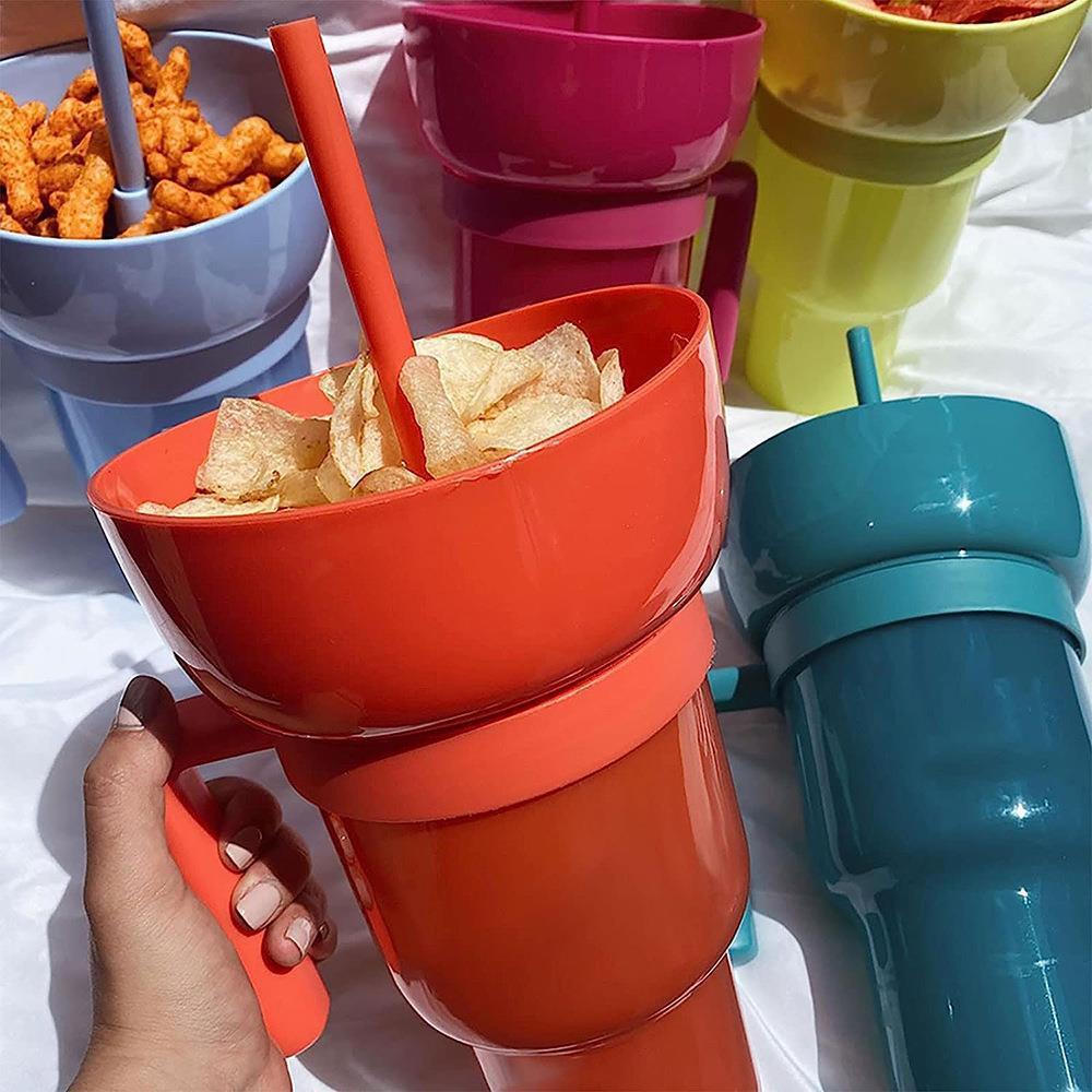Snack Smarter: The One-Handed 2-in-1 Popcorn Bucket & Drink Cup.