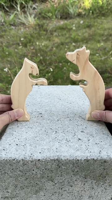 A Mother’s Hug: Interlocking Wooden Bear Art